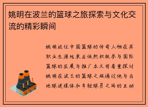 姚明在波兰的篮球之旅探索与文化交流的精彩瞬间
